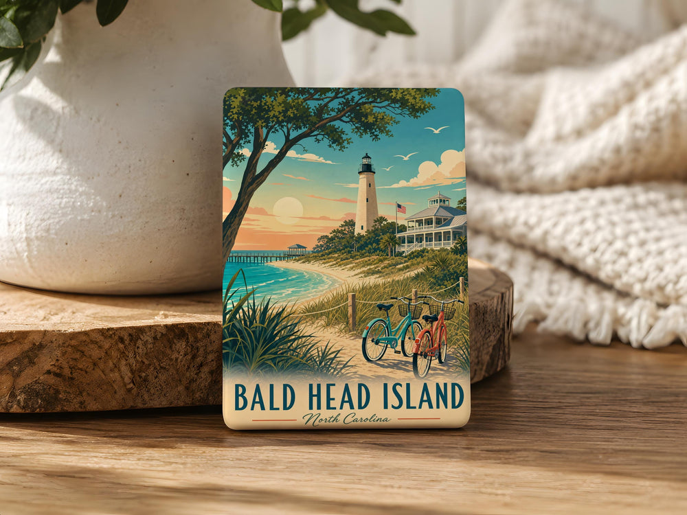 Bald Head Island Fridge Magnet, North Carolina Coastal Island Souvenir Magnet, Beach Vacation Travel Keepsake Gift