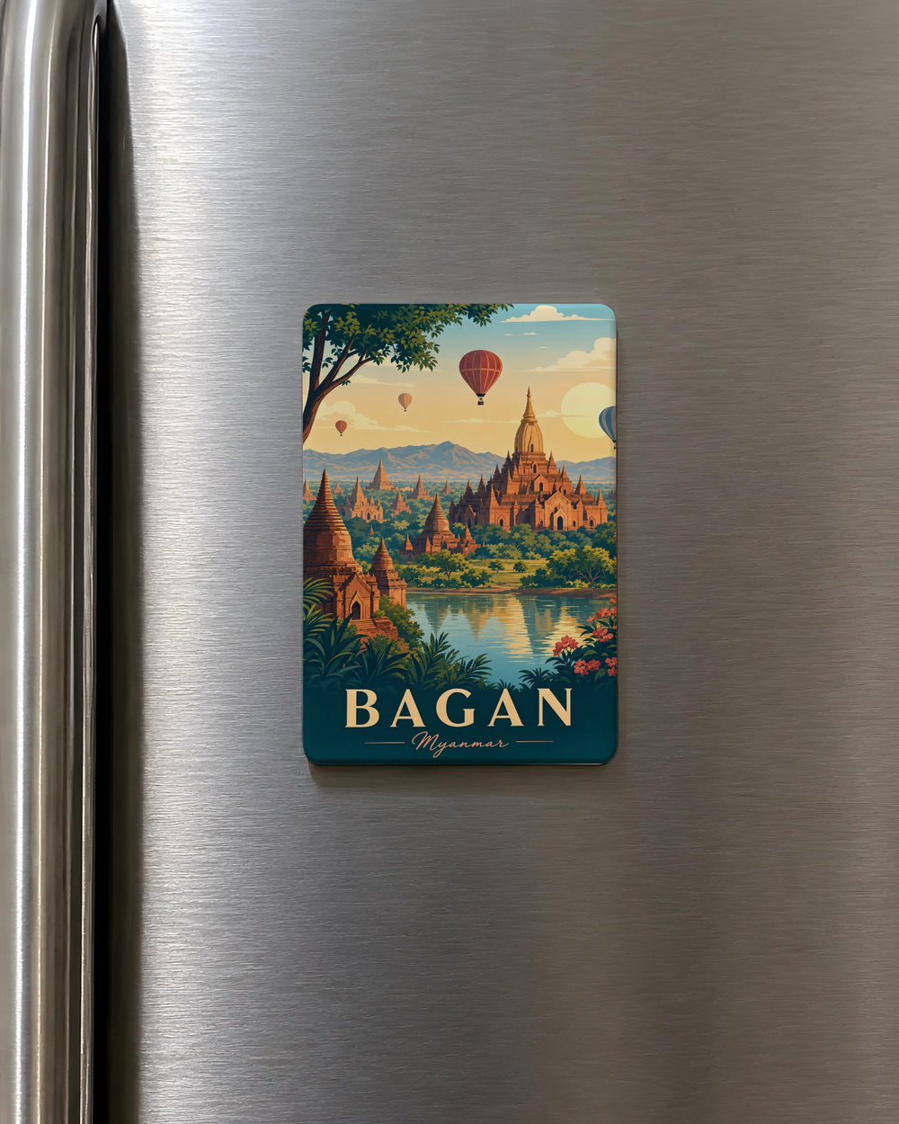 Bagan Myanmar Fridge Magnet, Ancient Temples and Pagodas Souvenir Magnet, Bagan Travel Keepsake Magnet
