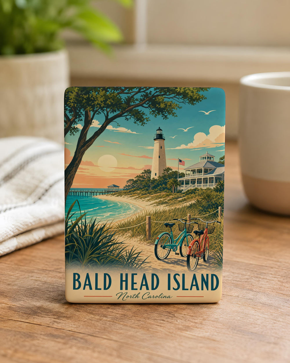 Bald Head Island Fridge Magnet, North Carolina Coastal Island Souvenir Magnet, Beach Vacation Travel Keepsake Gift