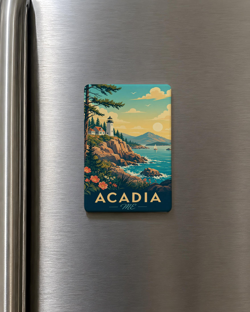 Acadia Maine Fridge Magnet, Acadia National Park Souvenir Magnet, Bar Harbor Maine Travel Keepsake Magnet