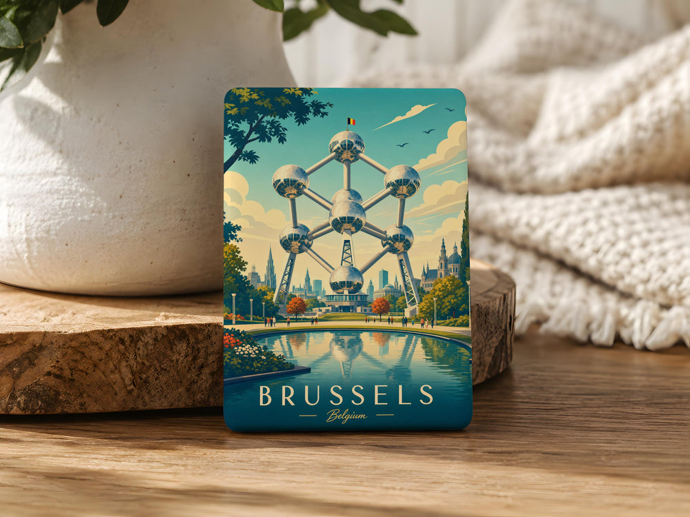 Atomium Fridge Magnet, Brussels Belgium Landmark Souvenir Magnet, Atomium Monument Travel Gift, European Architecture Magnet