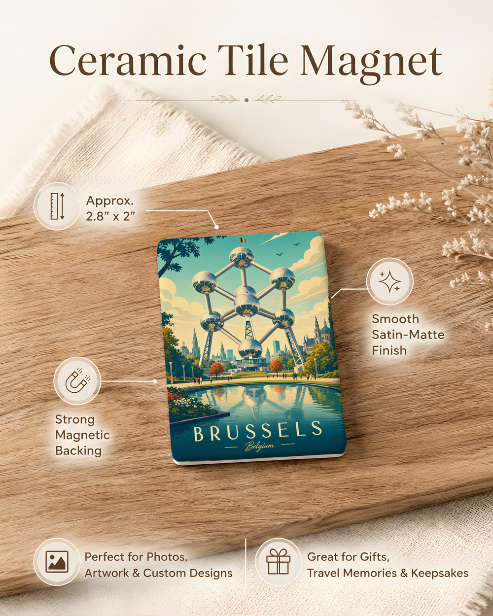 Atomium Fridge Magnet, Brussels Belgium Landmark Souvenir Magnet, Atomium Monument Travel Gift, European Architecture Magnet