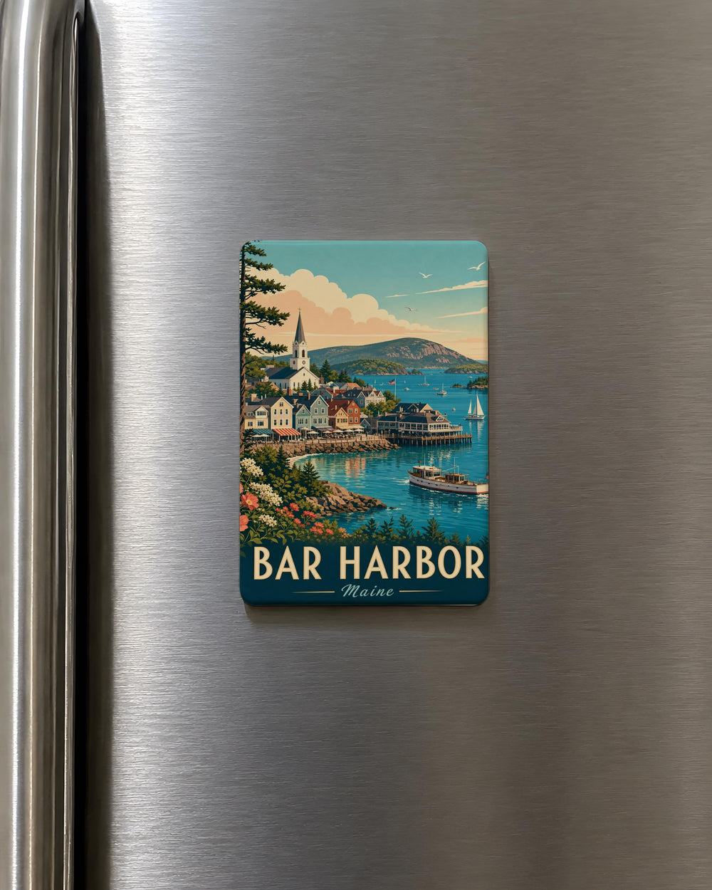 Bar Harbor Maine Fridge Magnet, Bar Harbor ME Souvenir Magnet, Acadia National Park Travel Gift, Coastal Maine Keepsake Magnet