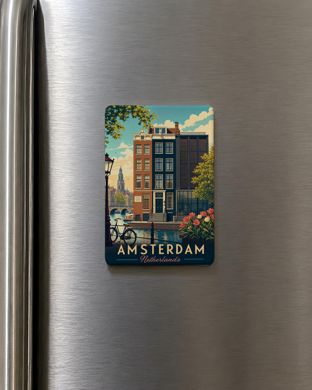 Anne Frank House Fridge Magnet, Amsterdam Canal House Landmark Souvenir, Historic Museum Home Kitchen Magnet Gift
