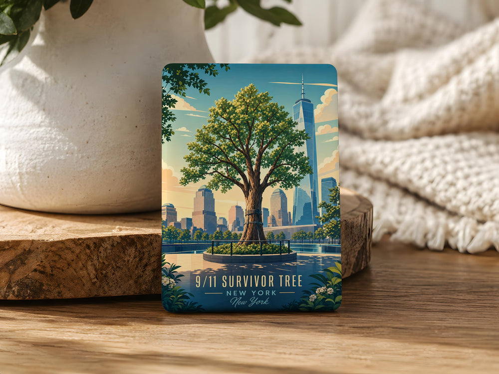 911 Survivor Tree Fridge Magnet, 9/11 Memorial Remembrance Magnet, Survivor Tree Tribute Souvenir Magnet, NYC Memorial Gift