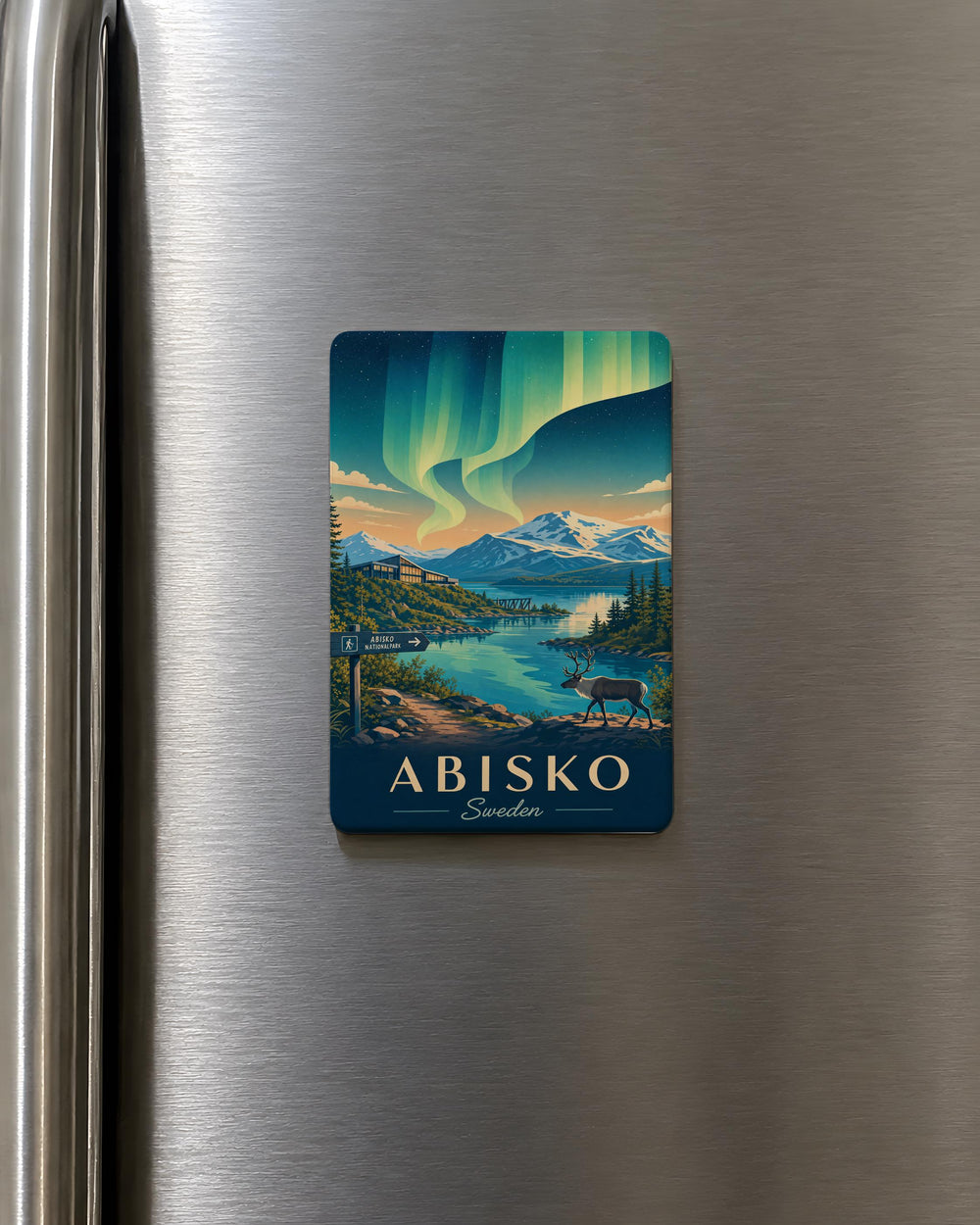 Abisko Sweden Fridge Magnet, Abisko National Park Souvenir, Lapland Travel Keepsake, Swedish Arctic Scenic Magnet