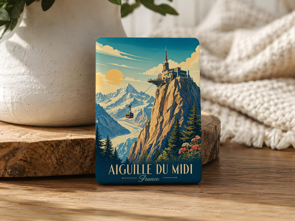 Aiguille du Midi Fridge Magnet, Chamonix Mont Blanc Cable Car Mountain Souvenir Magnet, French Alps Travel Gift