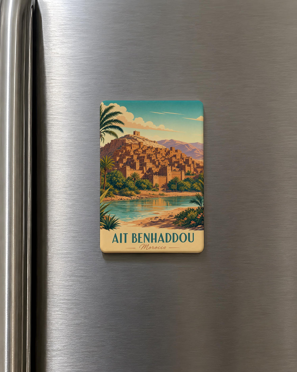 Ait Benhaddou Fridge Magnet, Morocco Kasbah Village Souvenir Magnet, Ait Benhaddou Travel Gift Magnet