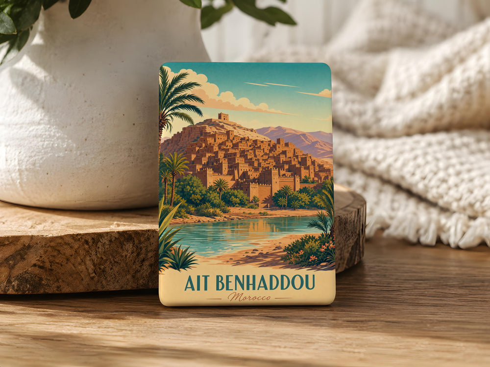 Ait Benhaddou Fridge Magnet, Morocco Kasbah Village Souvenir Magnet, Ait Benhaddou Travel Gift Magnet