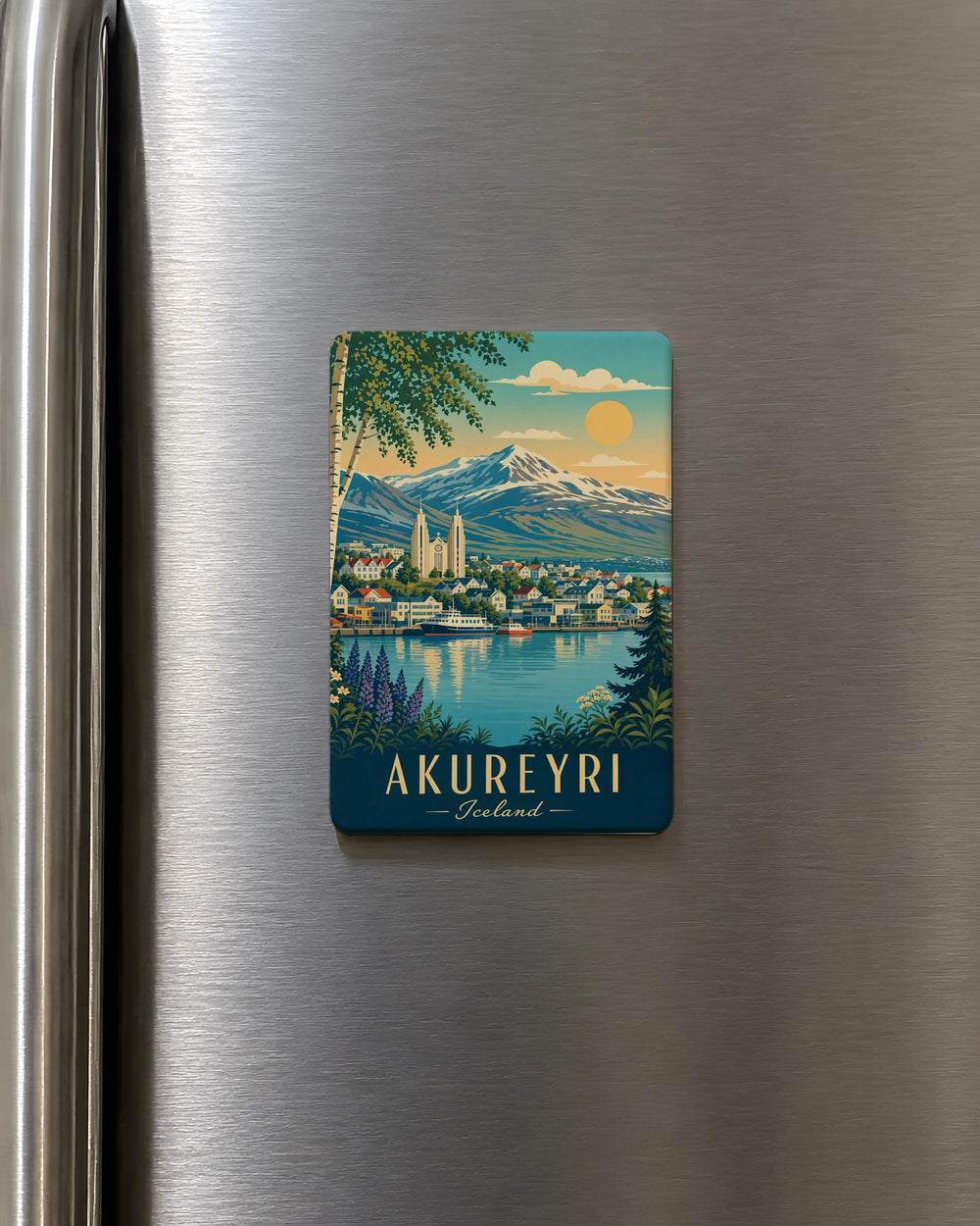 Akureyri Iceland Fridge Magnet, Akureyri Souvenir Magnet, Iceland Travel Keepsake, Akureyri Landmark Magnet, Iceland Gift
