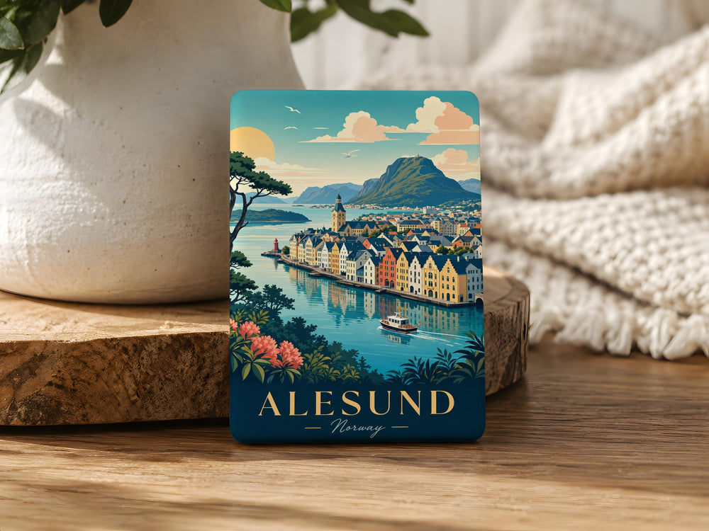 Alesund Norway Fridge Magnet, Ålesund Souvenir Magnet, Norway Travel Gift, Scandinavian Coastal Town Keepsake Magnet