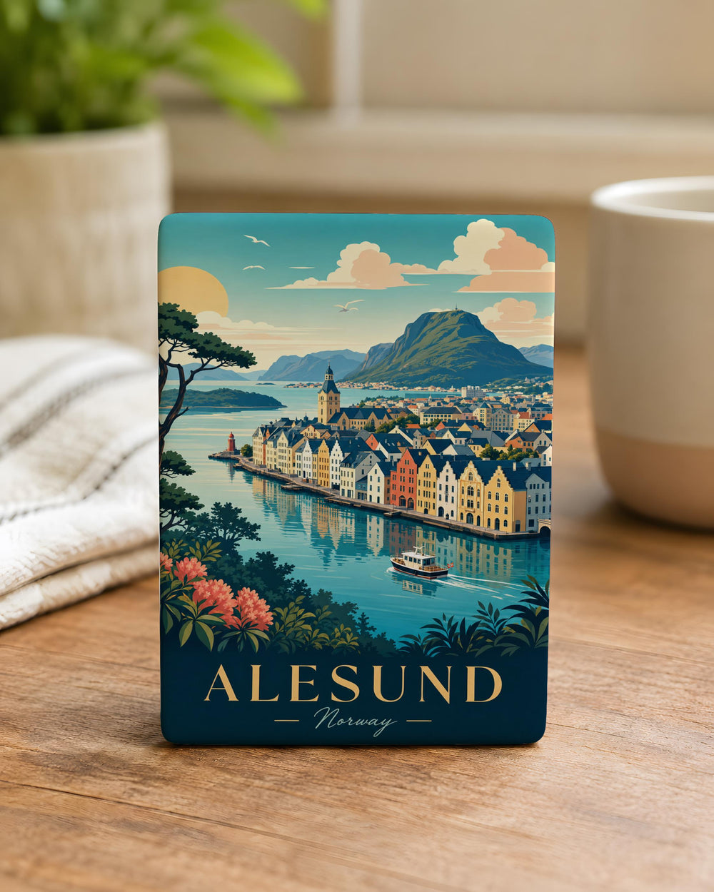Alesund Norway Fridge Magnet, Ålesund Souvenir Magnet, Norway Travel Gift, Scandinavian Coastal Town Keepsake Magnet