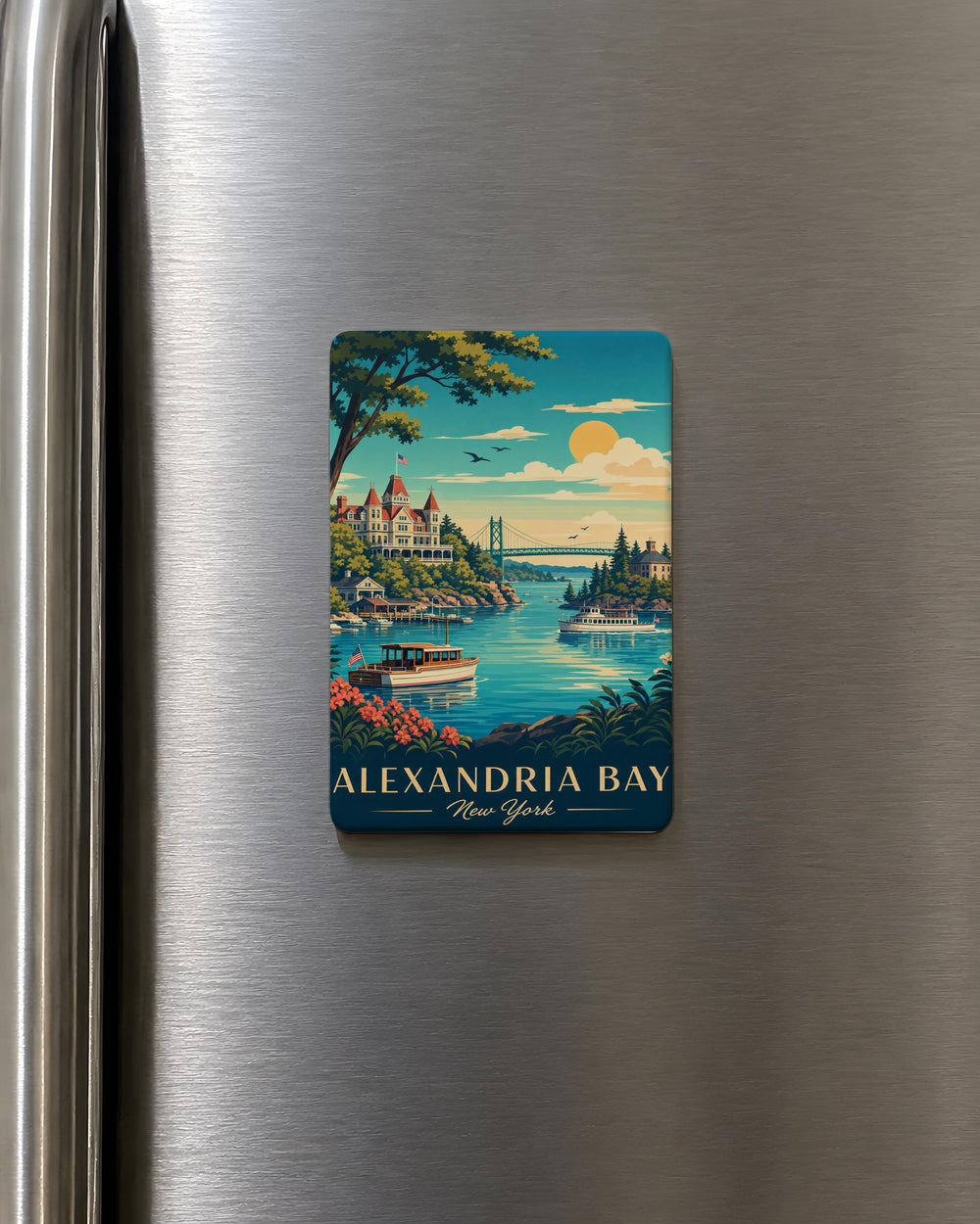 Alexandria Bay NY Fridge Magnet, Thousand Islands New York Souvenir Magnet, St Lawrence River Travel Keepsake Magnet