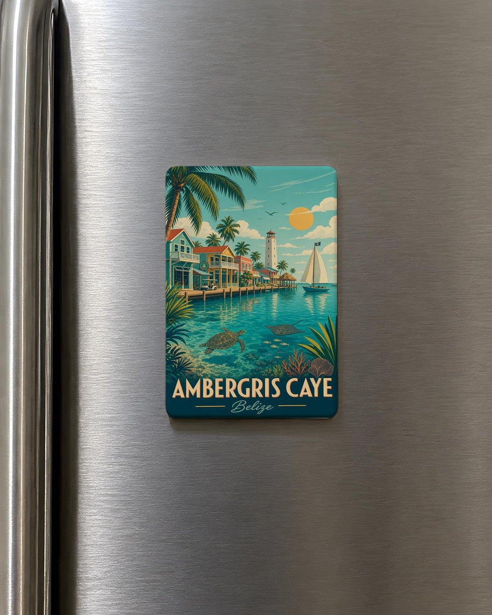 Ambergris Caye Belize Fridge Magnet, San Pedro Souvenir, Caribbean Island Travel Gift, Belize Vacation Keepsake Magnet