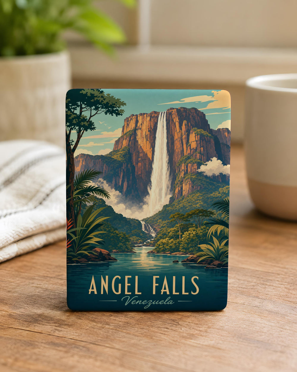 Angel Falls Fridge Magnet, Venezuela Waterfall Souvenir Magnet, Tropical Rainforest Travel Keepsake Gift