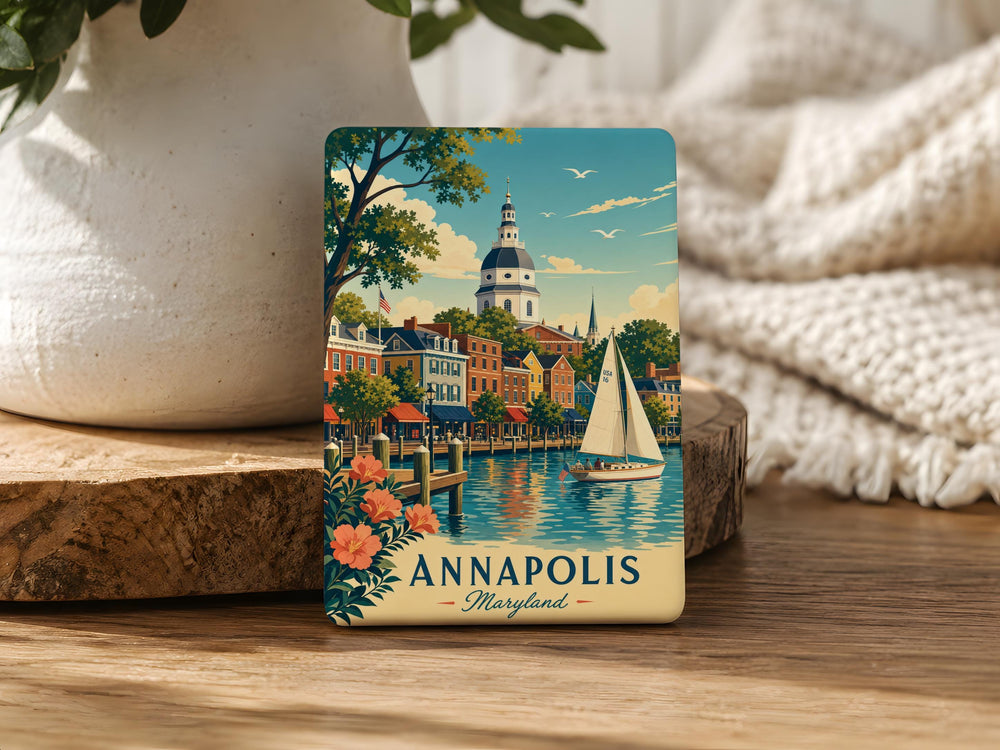 Annapolis Maryland Fridge Magnet, Annapolis Souvenir Magnet, Maryland Travel Gift, Annapolis Waterfront Keepsake Magnet