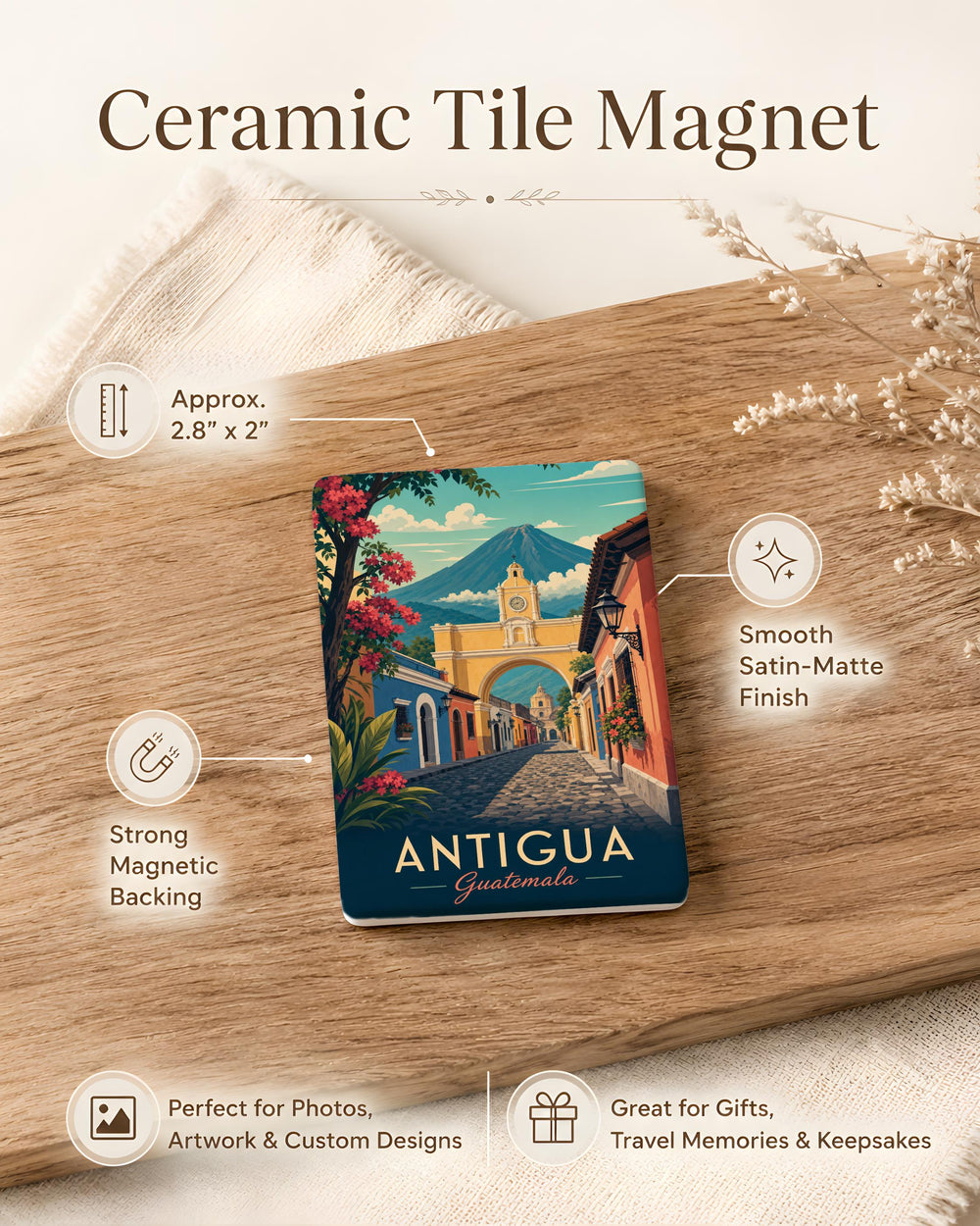 Antigua Guatemala Fridge Magnet, Guatemala Travel Souvenir, Antigua City Landmark Keepsake, Central America Gift