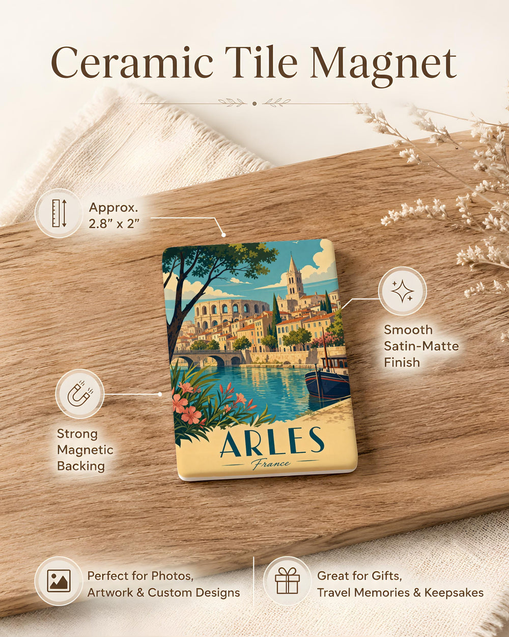 Arles France Fridge Magnet, Arles Travel Souvenir Magnet, Provence Landmark Keepsake, French City Vacation Gift Magnet