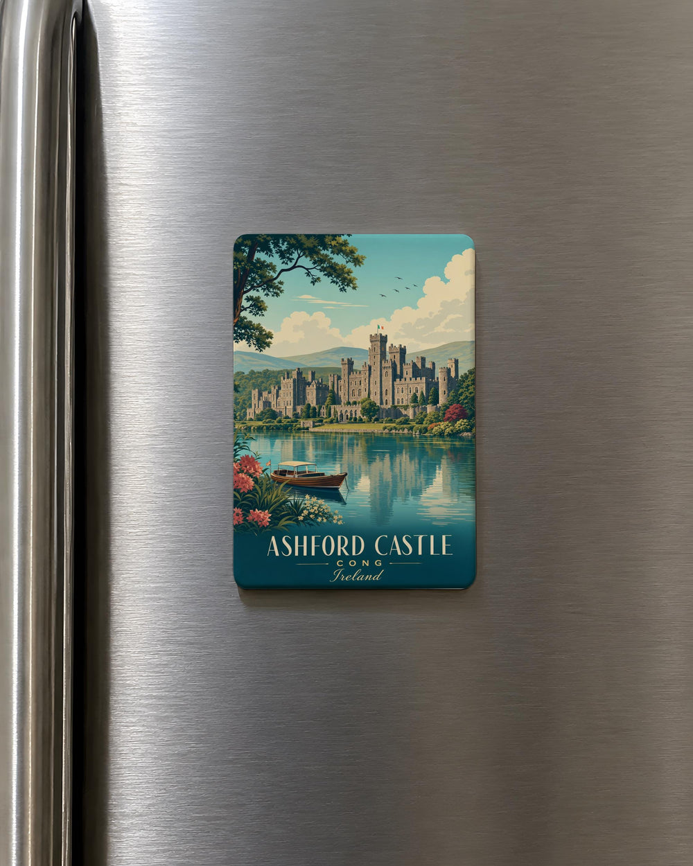 Ashford Castle Fridge Magnet, Irish Castle Souvenir Magnet, County Mayo Ireland Travel Keepsake Magnet