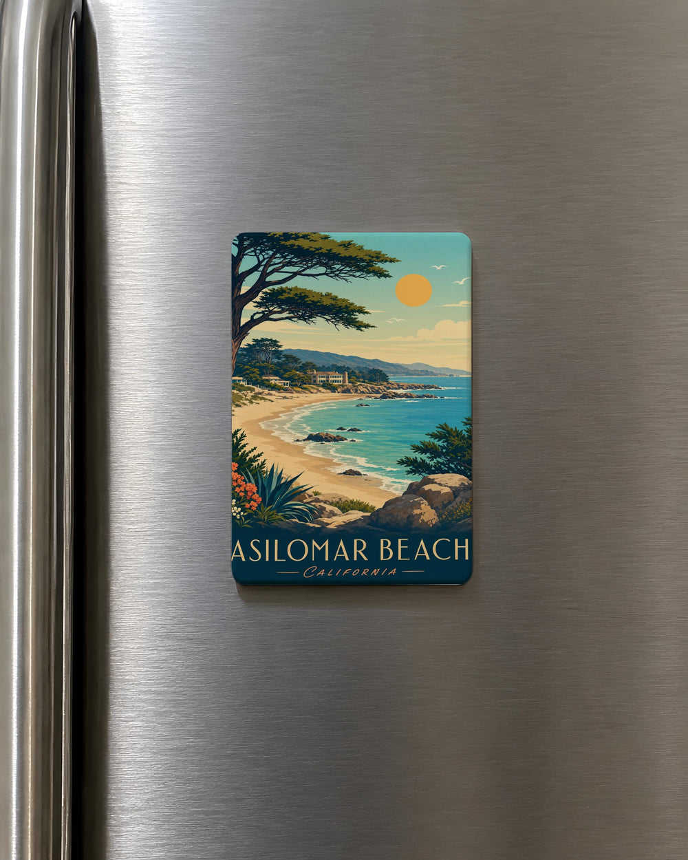 Asilomar Beach Fridge Magnet, Pacific Grove California Coastal Landmark Souvenir, Monterey Bay Ocean Beach Gift