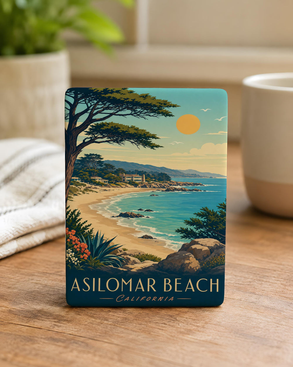 Asilomar Beach Fridge Magnet, Pacific Grove California Coastal Landmark Souvenir, Monterey Bay Ocean Beach Gift