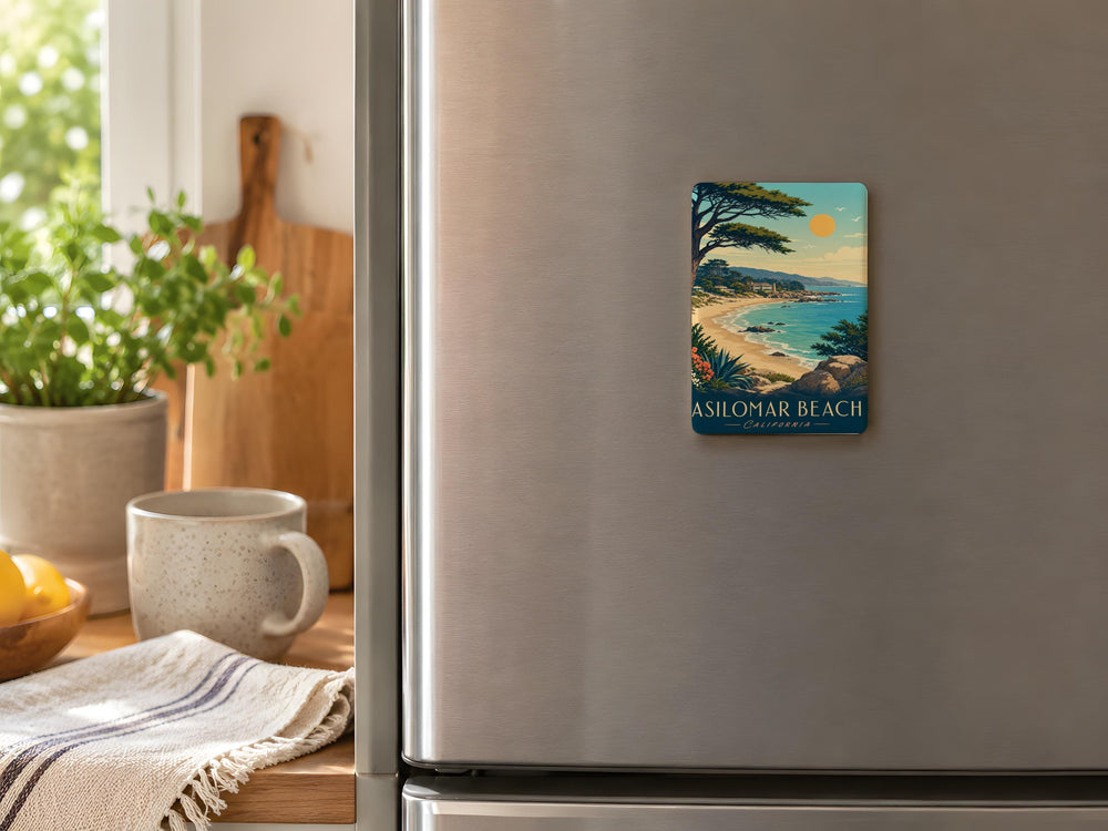 Asilomar Beach Fridge Magnet, Pacific Grove California Coastal Landmark Souvenir, Monterey Bay Ocean Beach Gift