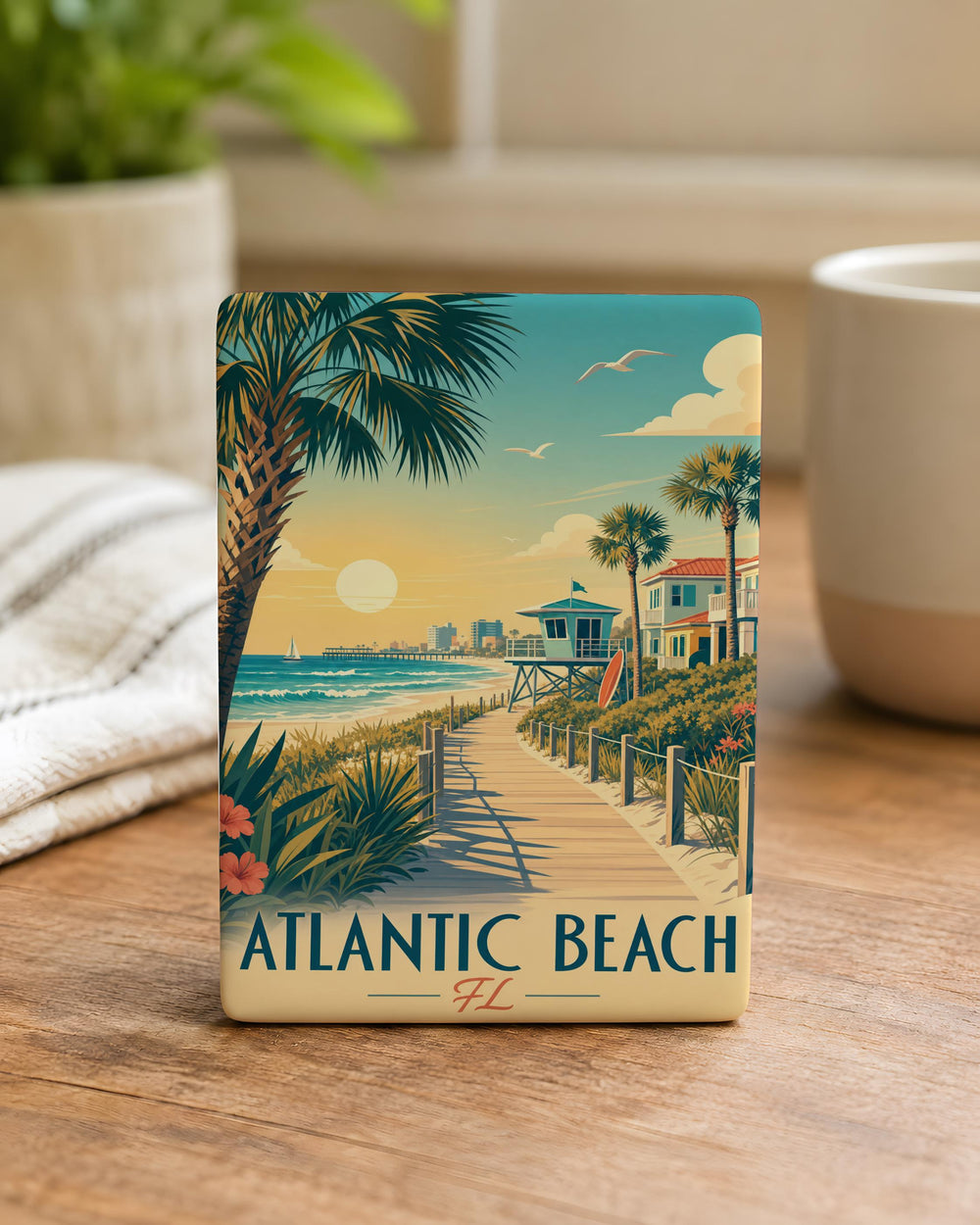 Atlantic Beach FL Fridge Magnet, Florida Beach Souvenir Magnet, Atlantic Beach Jacksonville Travel Gift, Coastal Vacation Keepsake