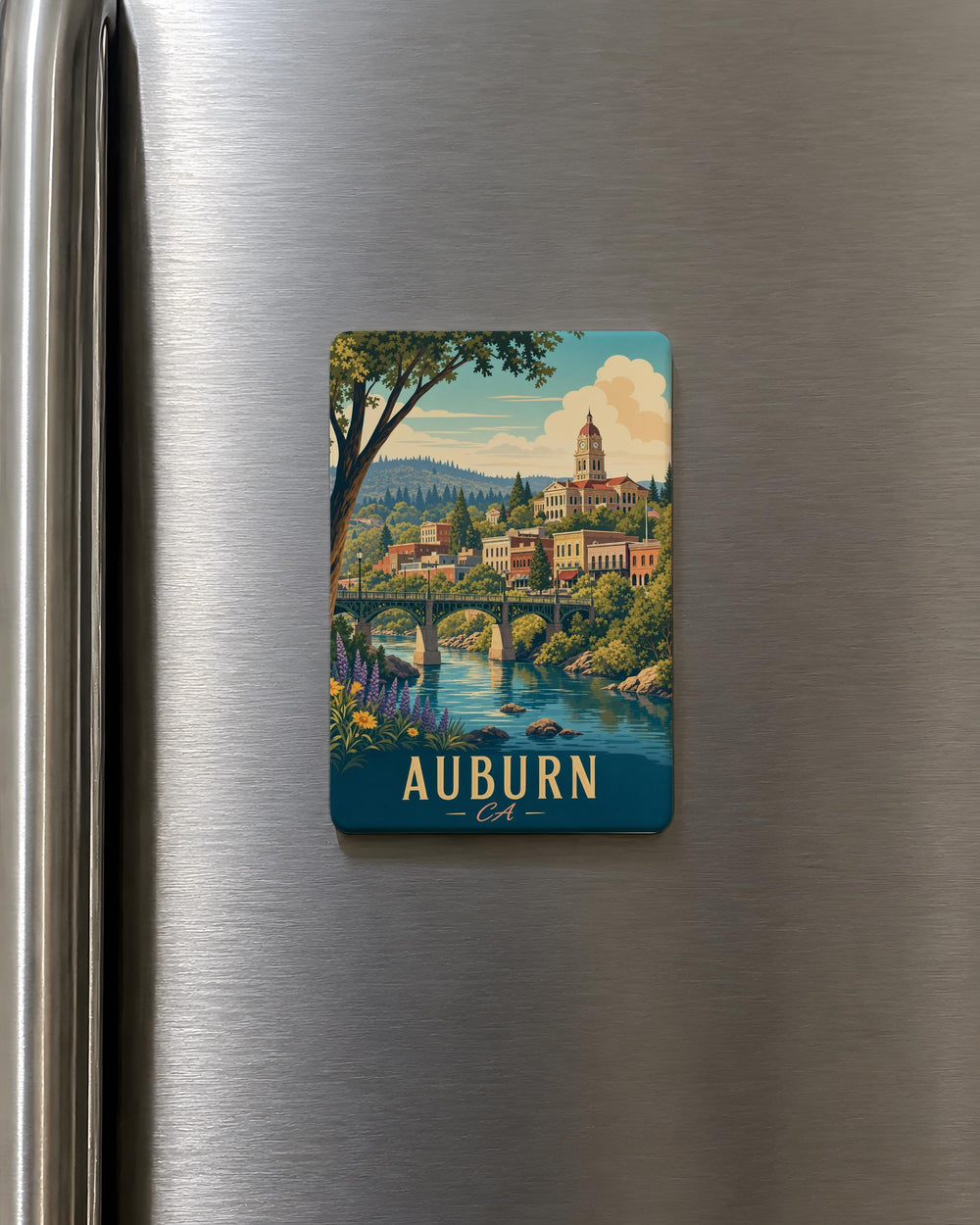 Auburn California Fridge Magnet, Auburn CA Souvenir Magnet, Sierra Foothills Travel Gift, Historic Gold Country Keepsake