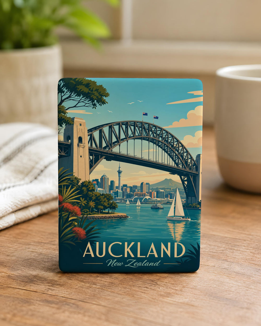 Auckland Harbour Bridge Fridge Magnet, New Zealand Landmark Souvenir Magnet, Auckland Travel Gift, City Scenic Magnet