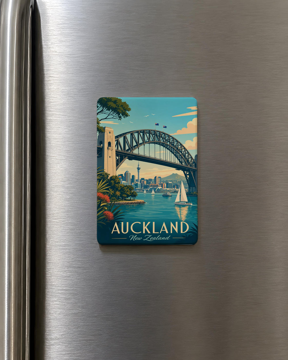 Auckland Harbour Bridge Fridge Magnet, New Zealand Landmark Souvenir Magnet, Auckland Travel Gift, City Scenic Magnet