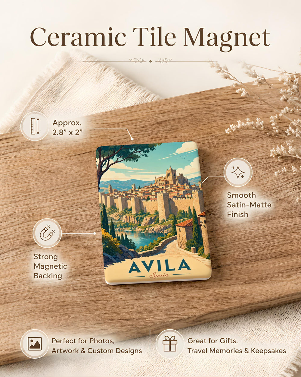Avila Spain Fridge Magnet, Avila City Souvenir Magnet, Spain Travel Gift, Avila Landmark Keepsake Magnet