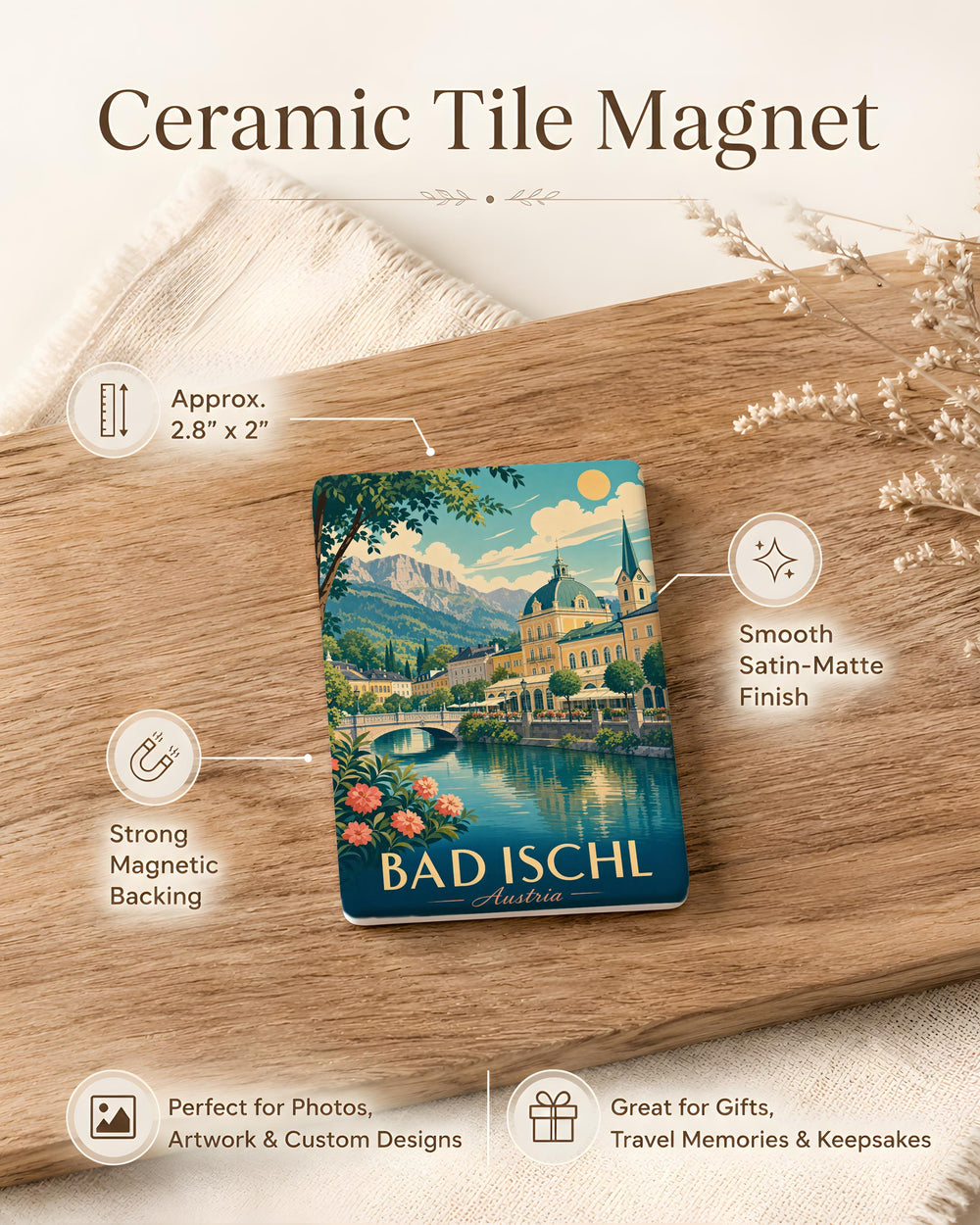 Bad Ischl Austria Fridge Magnet, Bad Ischl Souvenir Magnet, Austrian Travel Gift, Salzkammergut Keepsake Magnet