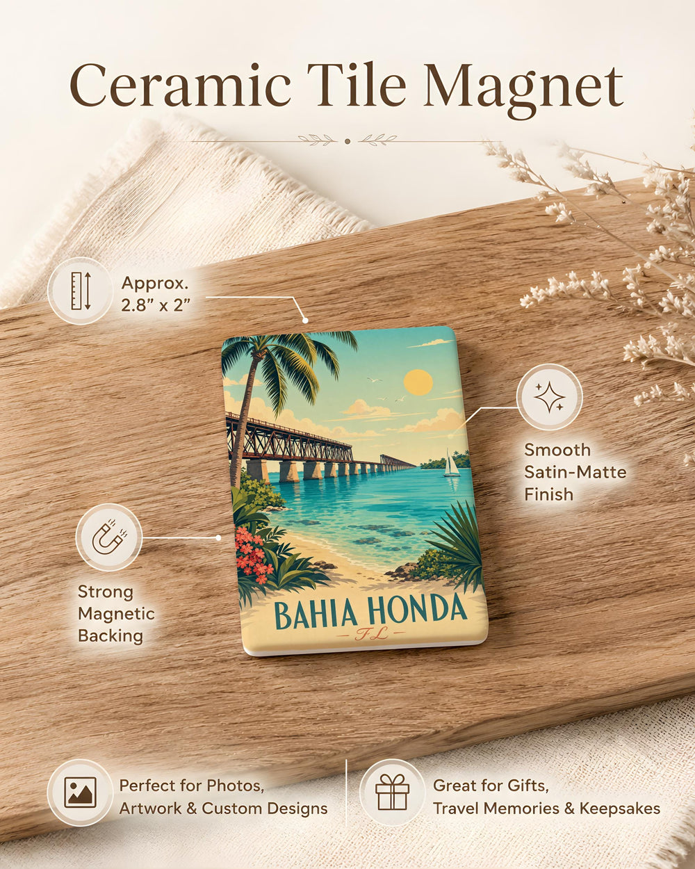 Bahia Honda Florida Keys Fridge Magnet, Bahia Honda State Park Souvenir Magnet, Beach Vacation Travel Gift