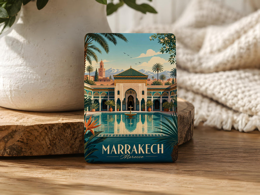 Bahia Palace Fridge Magnet, Marrakech Morocco Landmark Souvenir Magnet, Bahia Palace Travel Keepsake Magnet