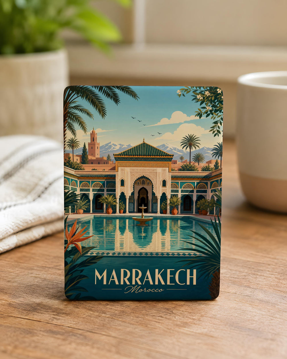 Bahia Palace Fridge Magnet, Marrakech Morocco Landmark Souvenir Magnet, Bahia Palace Travel Keepsake Magnet