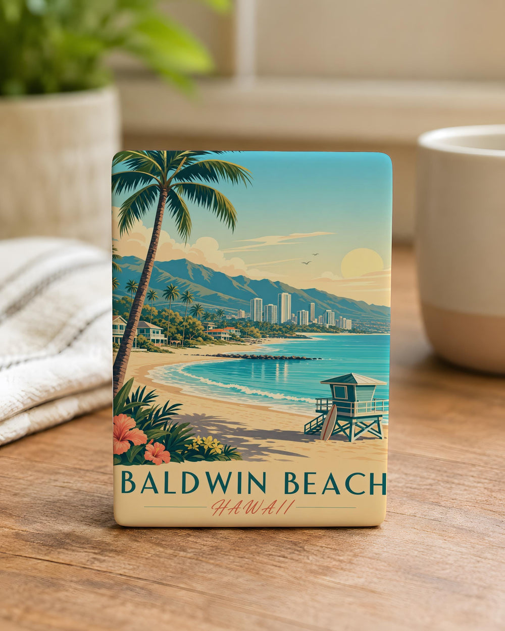 Baldwin Beach Fridge Magnet, Baldwin Beach Souvenir Magnet, Beach Vacation Keepsake, Coastal Travel Gift