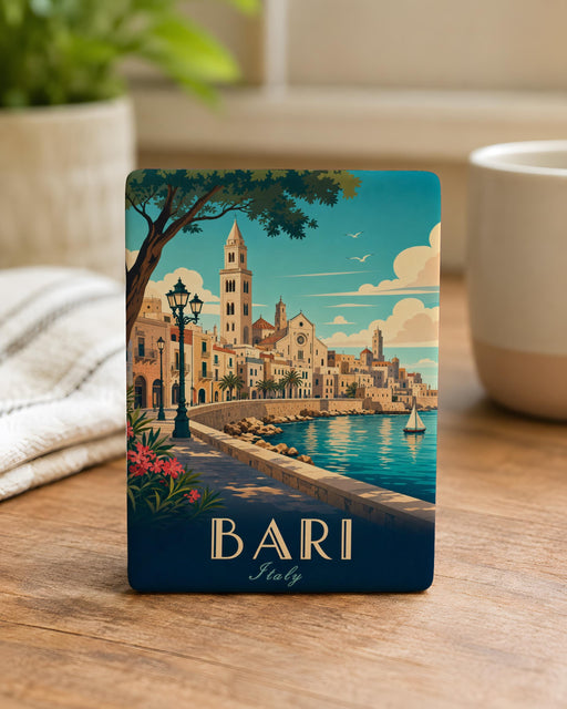 Bari Italy Fridge Magnet, Bari Souvenir Magnet, Puglia Travel Keepsake, Italy City Landmark Refrigerator Magnet