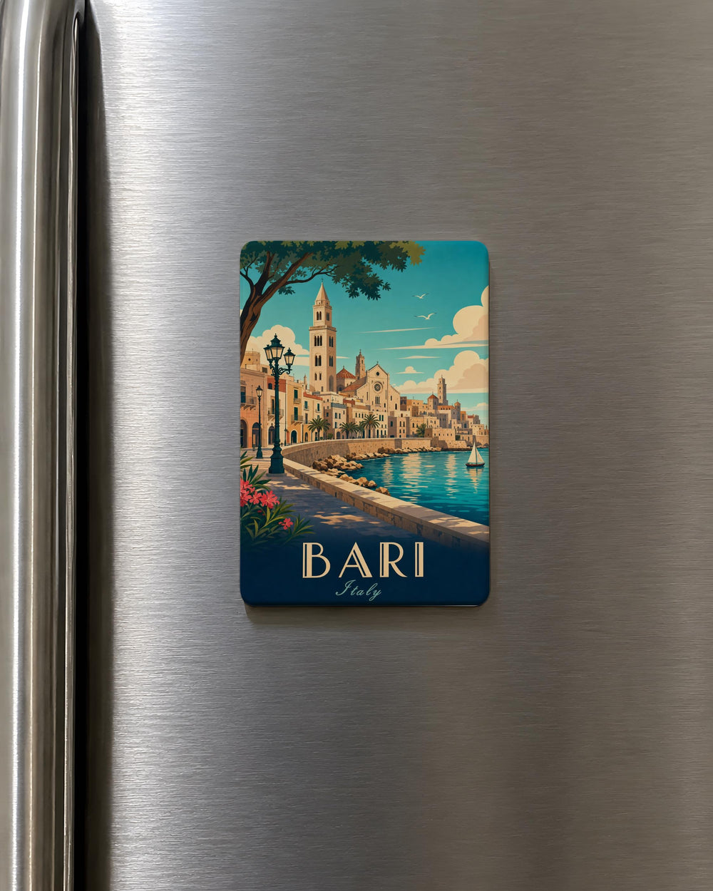 Bari Italy Fridge Magnet, Bari Souvenir Magnet, Puglia Travel Keepsake, Italy City Landmark Refrigerator Magnet