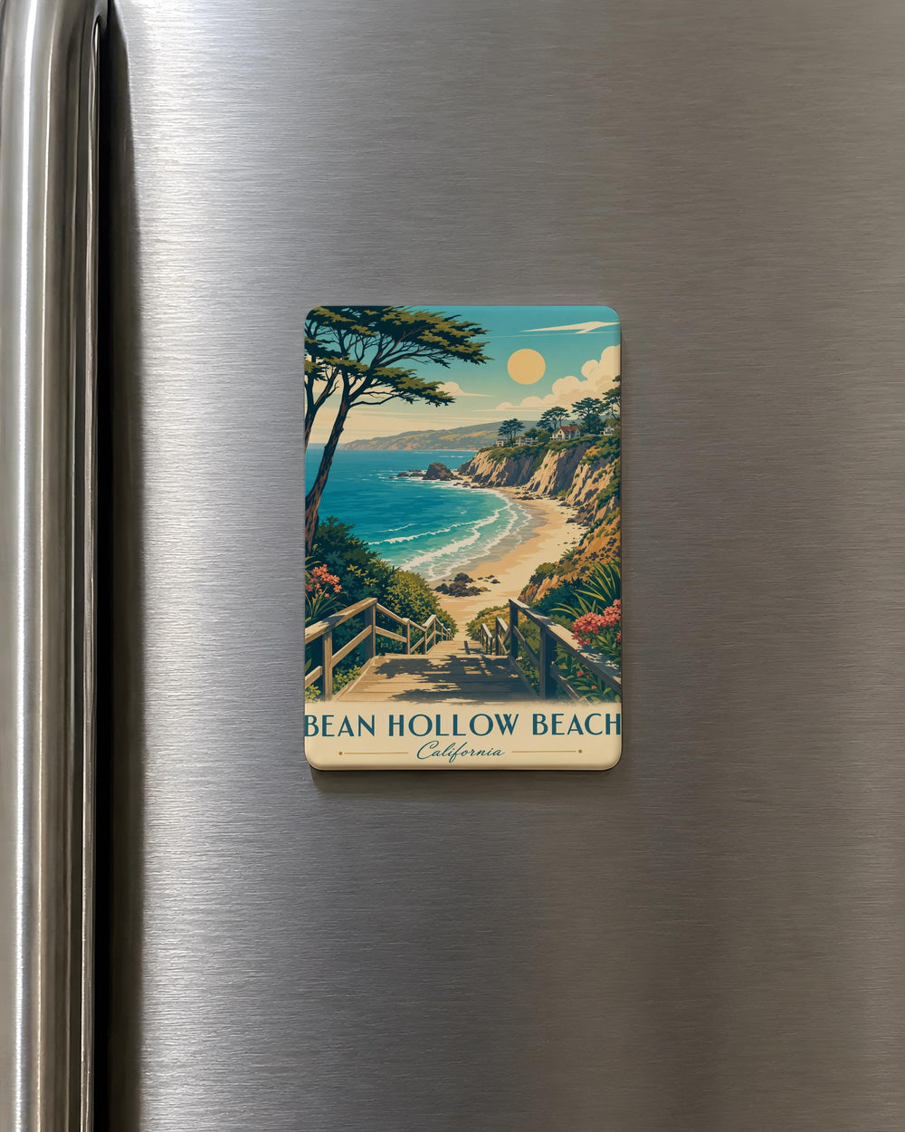Bean Hollow Beach Fridge Magnet, California Coast Ocean Cliffside Seascape Souvenir Magnet, Beach Lover Gift