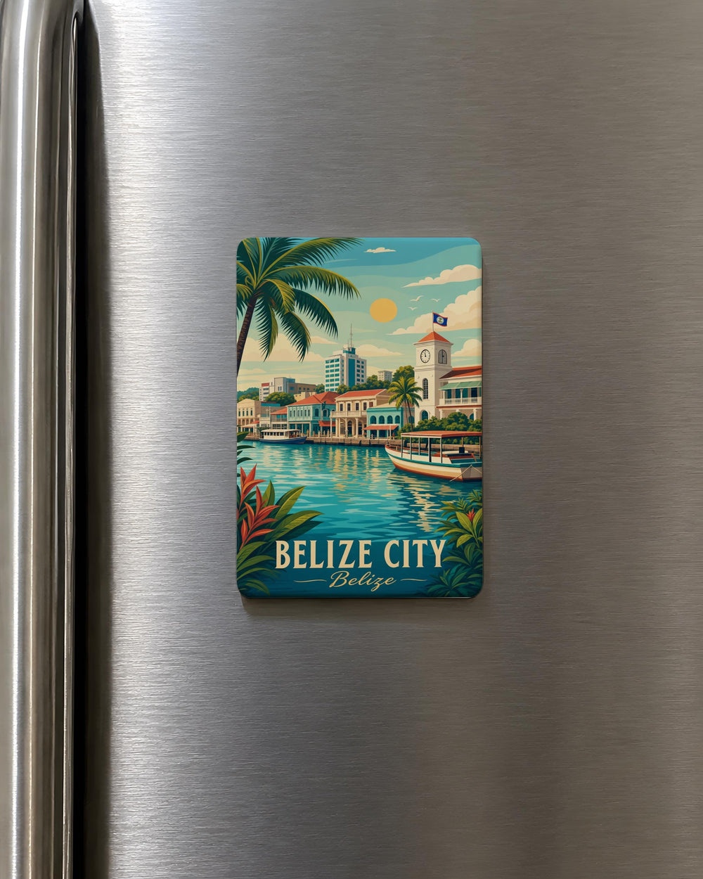 Belize City Belize Fridge Magnet, Belize Souvenir Magnet, Belize City Travel Gift, Belize Vacation Keepsake, Central America Magnet