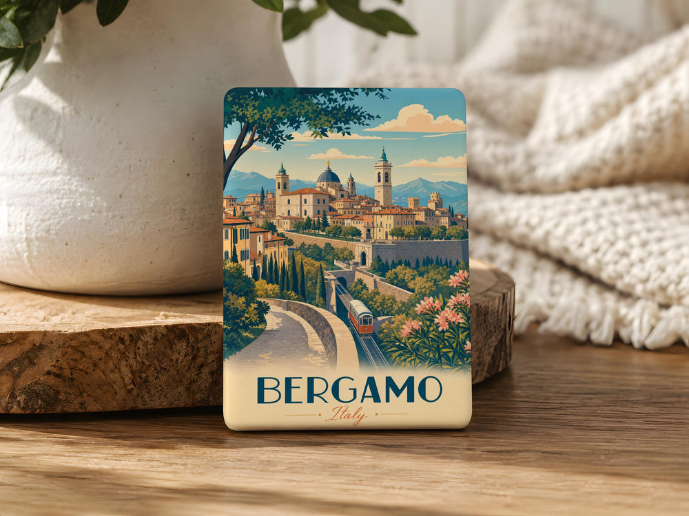 Bergamo Italy Fridge Magnet, Bergamo Souvenir Magnet, Italy Travel Gift, Bergamo City Landmark Keepsake Magnet