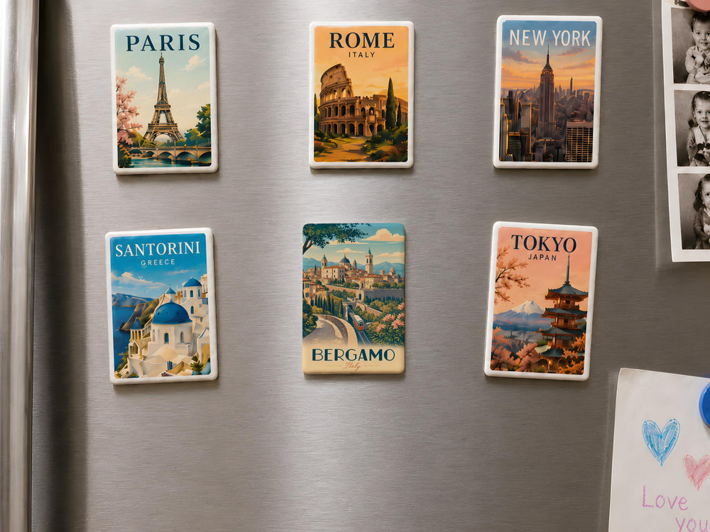Bergamo Italy Fridge Magnet, Bergamo Souvenir Magnet, Italy Travel Gift, Bergamo City Landmark Keepsake Magnet