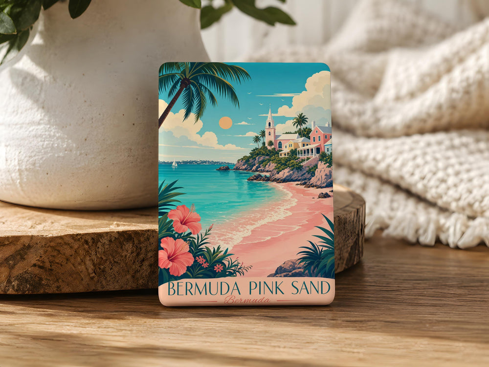 Bermuda Pink Sand Beach Fridge Magnet, Bermuda Travel Souvenir Magnet, Island Beach Vacation Magnet