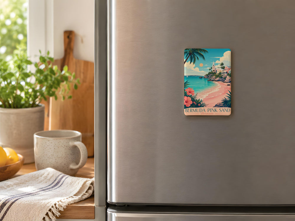 Bermuda Pink Sand Beach Fridge Magnet, Bermuda Travel Souvenir Magnet, Island Beach Vacation Magnet
