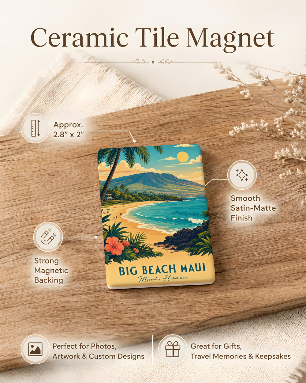 Big Beach Maui Fridge Magnet, Makena Beach Hawaii Souvenir Magnet, Maui Beach Scene Refrigerator Magnet, Hawaii Travel Gift