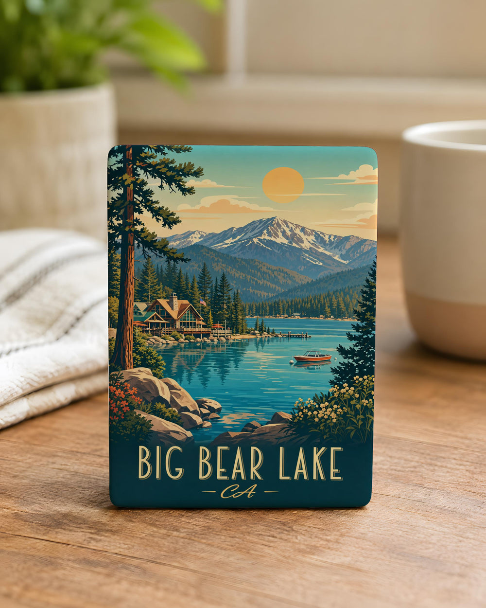 Big Bear Lake CA Fridge Magnet, Big Bear Lake California Souvenir Magnet, Mountain Lake Cabin Vacation Travel Keepsake Gift