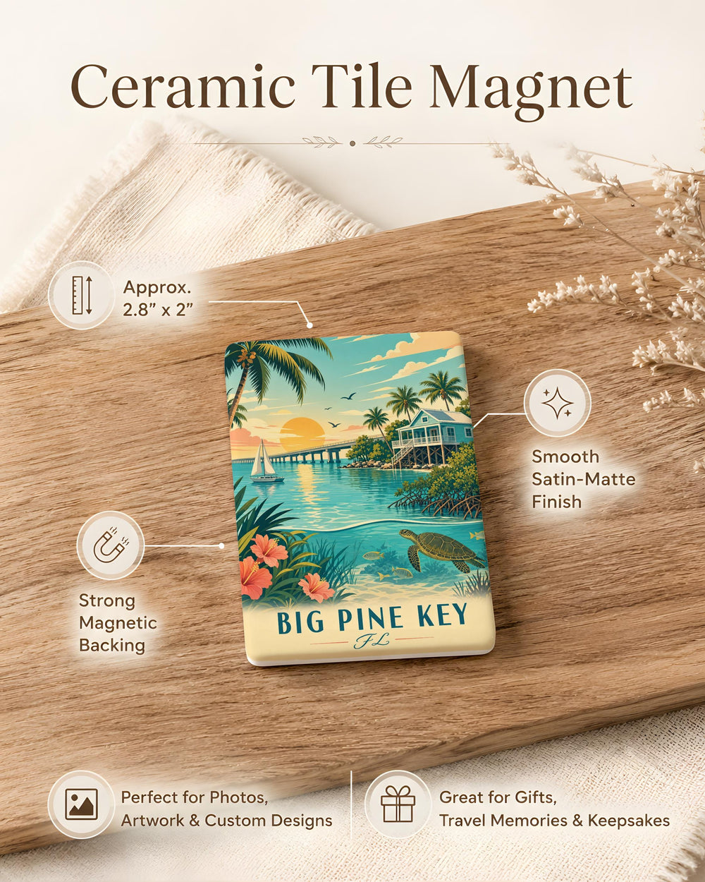 Big Pine Key FL Fridge Magnet, Florida Keys Souvenir Magnet, Big Pine Key Island Vacation Travel Keepsake Gift