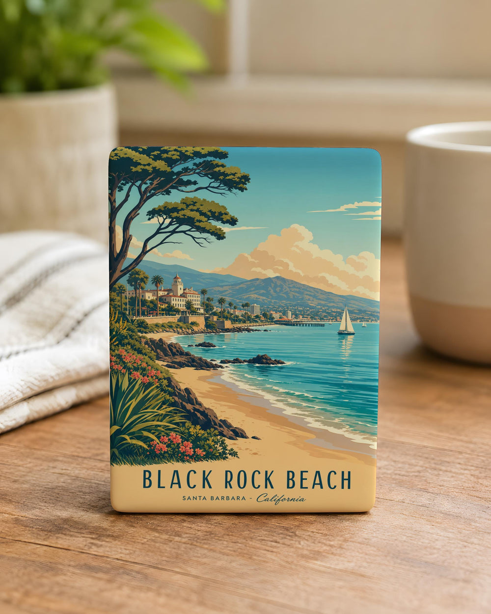 Black Rock Beach Fridge Magnet, Coastal Beach Landmark Souvenir Magnet, Seaside Travel Keepsake, Beach Lover Gift