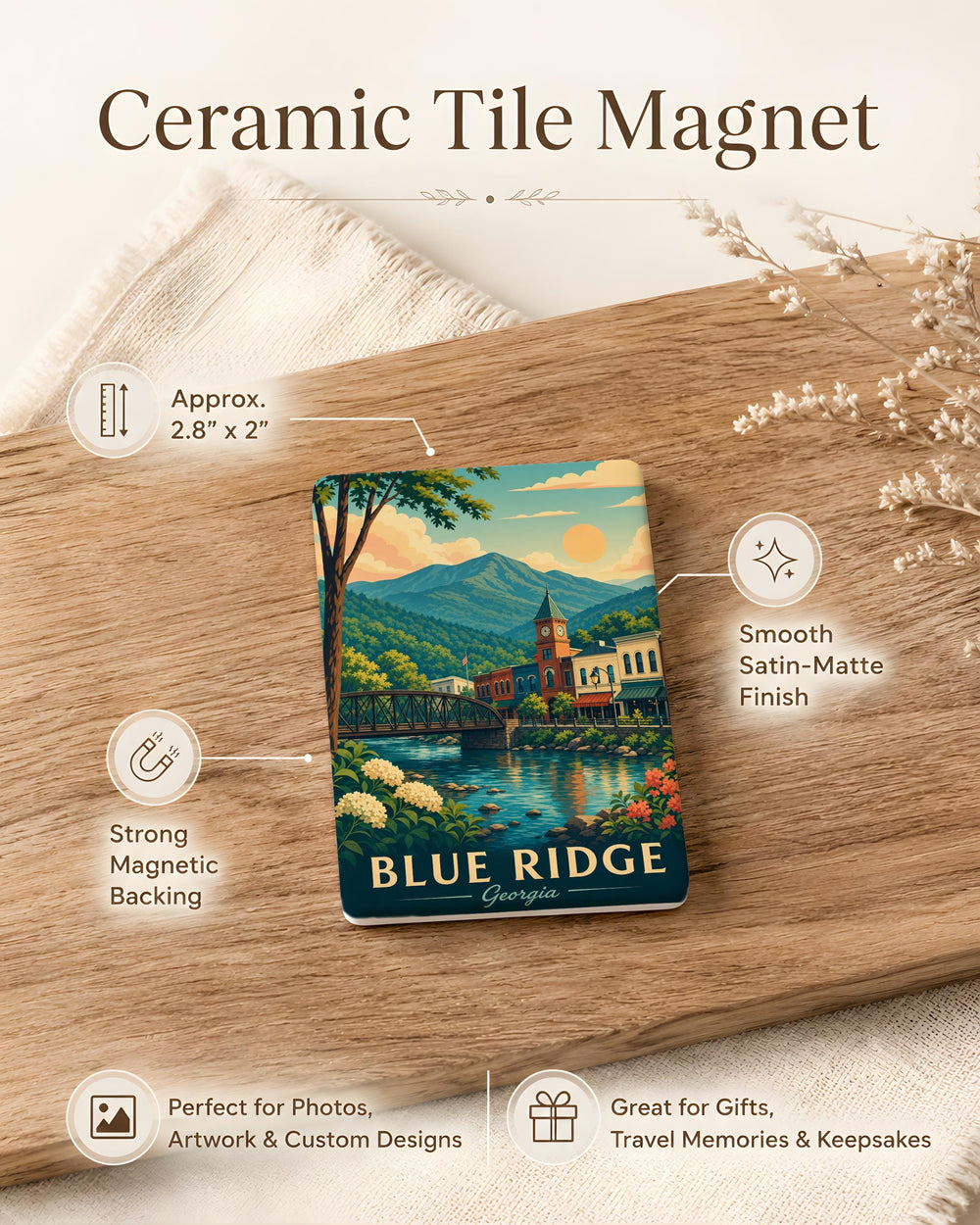 Blue Ridge Georgia Fridge Magnet, Blue Ridge Mountain Town Souvenir, Georgia Travel Keepsake, Blue Ridge Gift