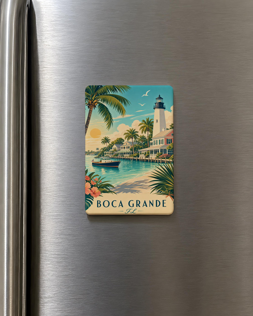Boca Grande Florida Fridge Magnet, Boca Grande FL Souvenir Magnet, Gasparilla Island Travel Gift, Coastal Town Keepsake